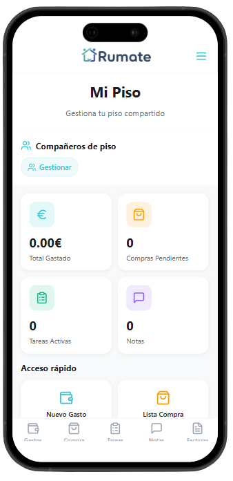 Mockup de la app Rumate